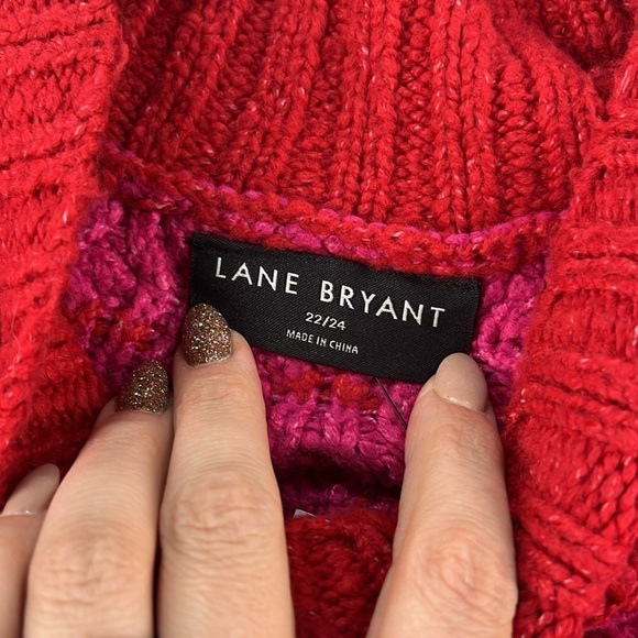 Lane Bryant Sweater Pink Red Colorblock Women's Size 22/24 Plus Size NWT - Picture 3 of 6